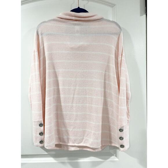 RUBY RD. Tunic Top LP Cream Pink Plaid Pullover Comfy Cozy Leisurewear - Picture 2 of 7